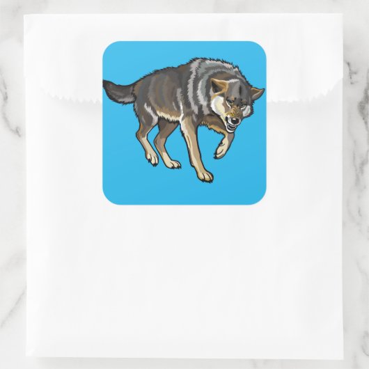 wolf vierkante sticker (Tas)