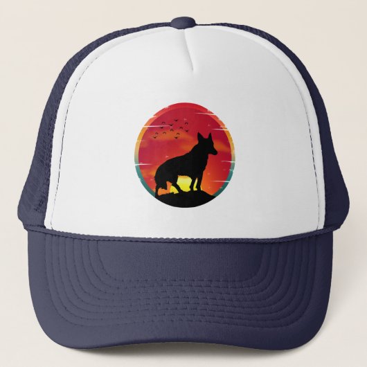 Wolf Vintage Zonsondergang Trucker Pet (Voorkant)