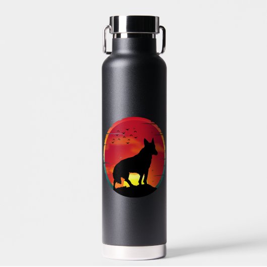 Wolf Vintage Zonsondergang Waterfles (Voorkant)