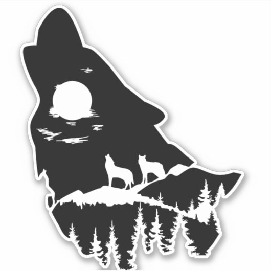 Wolf Vinyl Sticker. Sticker (Voorkant)
