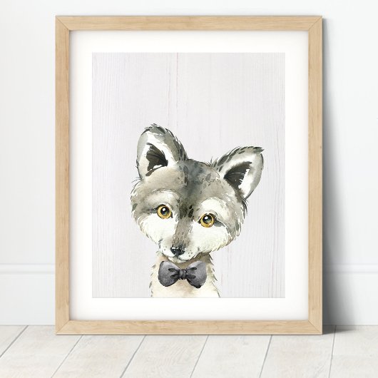 Wolf vlinderdas bos kinderkamer kunstprint poster