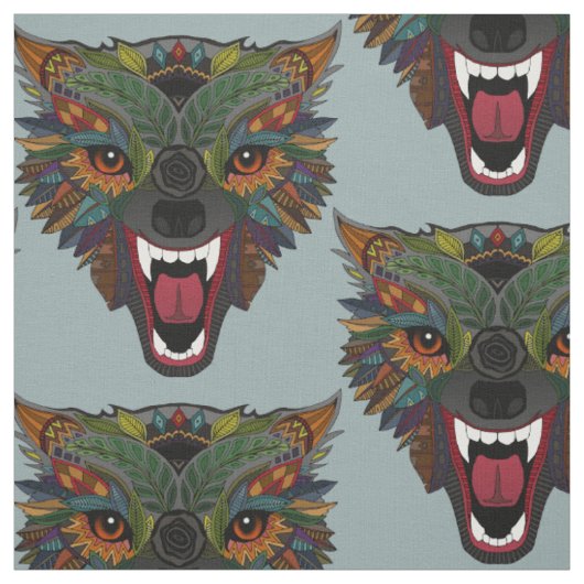 wolf vlucht zilver stof (Swatch)