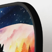 Wolf volle maan waterverf pickleball paddle (Links Detail)