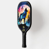 Wolf volle maan waterverf pickleball paddle (Links)