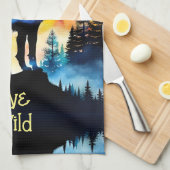 Wolf volle maan waterverf theedoek (Quarter Fold)