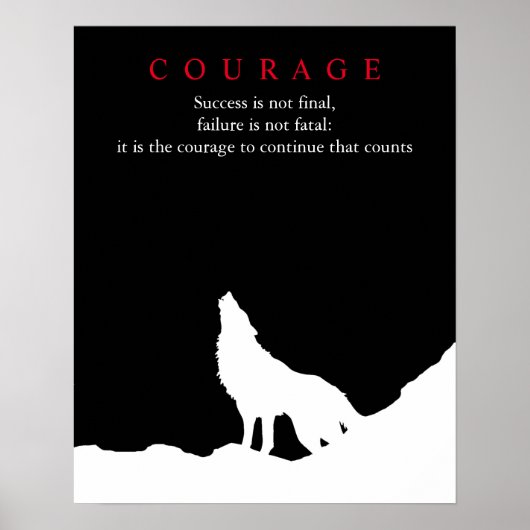 Wolf Vollemaansnacht Motiverend Mut Poster (Voorkant)