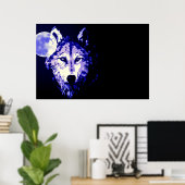 Wolf Volmaan Blauwe Zwarte Poster (Thuiskantoor)