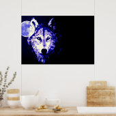 Wolf Volmaan Blauwe Zwarte Poster (Keuken)
