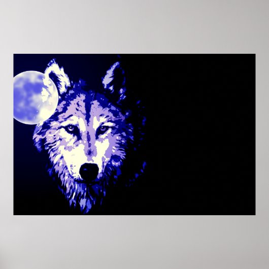 Wolf Volmaan Blauwe Zwarte Poster (Voorkant)