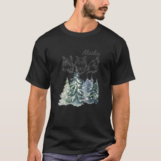 Wolf voor Alaska vakantie T-shirt (Voorkant)