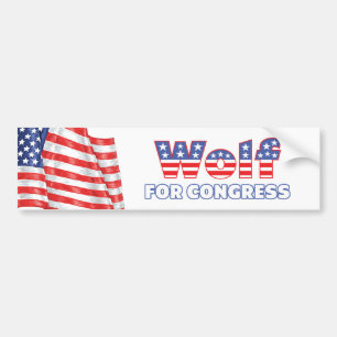 Wolf voor de Amerikaanse vlag van het Congres Patr Bumpersticker