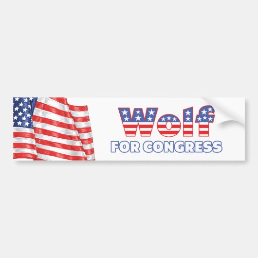 Wolf voor de Amerikaanse vlag van het Congres Patr Bumpersticker (Voorkant)