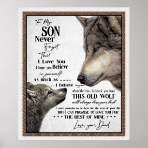 Wolf voor mijn zoon vergeet nooit je vader cadeau poster