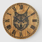 Wolf Wall Clock – Silent Wild Guardian Grote Klok (Voorkant)