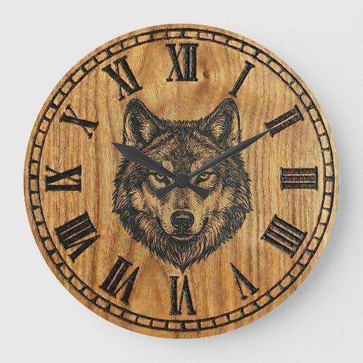 Wolf Wall Clock – Silent Wild Guardian Grote Klok (Voorkant)