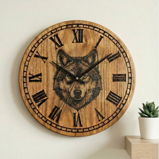 Wolf Wall Clock – Silent Wild Guardian Grote Klok