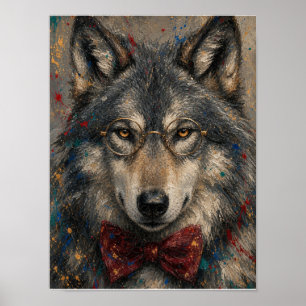 Wolf-wandkunst — Portret in stijlvolle olieverfsch Poster