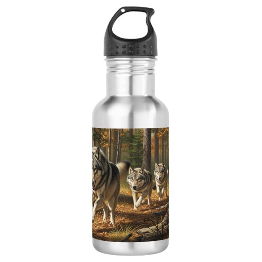 Wolf Water Bottle style 1 Waterfles (Voorkant)