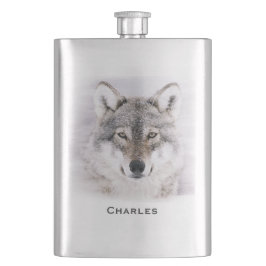 Wolf Water Color Custom Flask Flacon