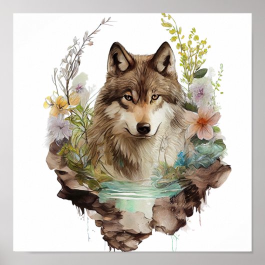 WOLF Watercolor Poster (Voorkant)