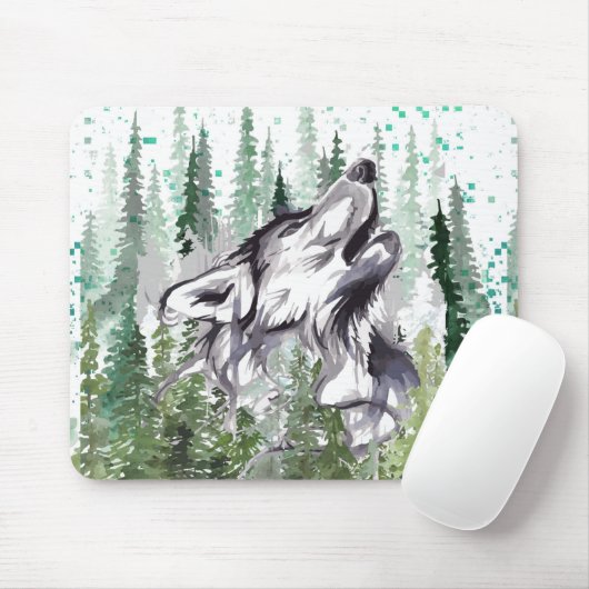 Wolf Waterverf | Colorful Wolf-Muismat Muismat (Met muis)