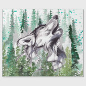 Wolf Waterverf | kleurrijk wolfwikkelpapier Cadeaupapier (Vlak)