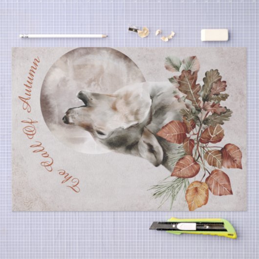 Wolf Waterverf najaarsbijeenkomst Herfst "de herfs Tissuepapier (Craft)