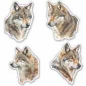 Wolf Waterverf Portraits Sticker (Voorkant)