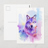 Wolf Waterverf Portret 1 Briefkaart (Voorkant / Achterkant)