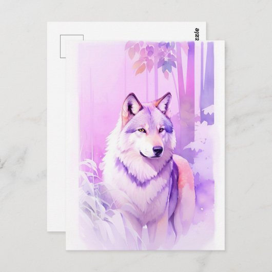 Wolf Waterverf Portret 2 Briefkaart (Voorkant / Achterkant)