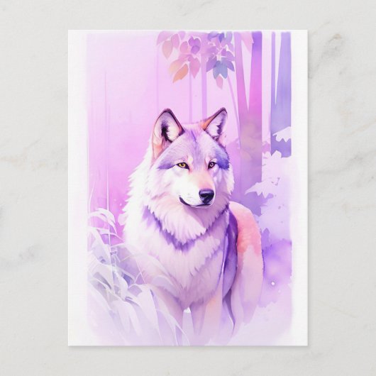 Wolf Waterverf Portret 2 Briefkaart (Voorkant)