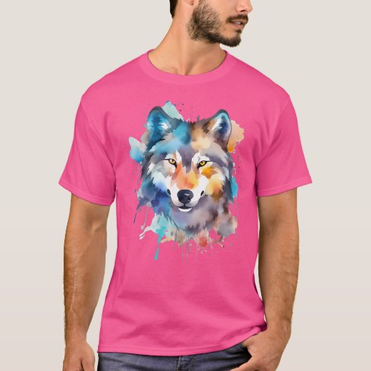 Wolf Waterverf T-shirt (Voorkant)