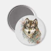 Wolf Waterverf Wildlife Animal Natuur Art Magneet (Voorkant / Achterkant)