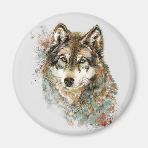 Wolf Waterverf Wildlife Animal Natuur Art Magneet