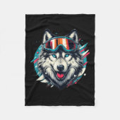 Wolf Wearing Ski Snowboard Goggles Wolf Skiing Lov Fleece Deken (Voorkant)