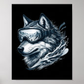 Wolf Wearing Ski Snowboard Goggles Wolf Skiing Poster (Voorkant)