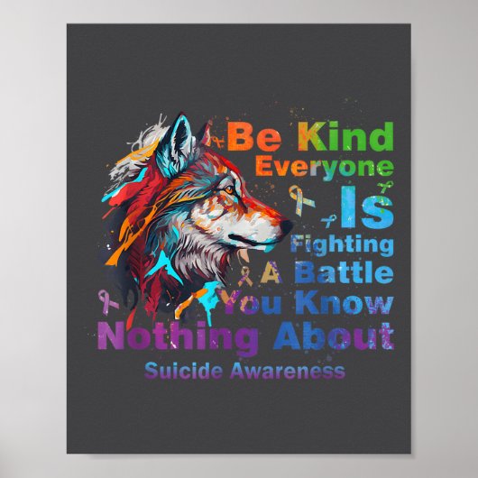 Wolf Wees Vriendelijk Zelfmoordbewustzijn Mentale Poster (Voorkant)