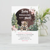 Wolf Welkom bij het Pack Floral Girl Baby shower Kaart (Staand voorkant)