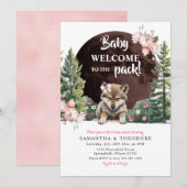 Wolf Welkom bij het Pack Floral Girl Baby shower Kaart (Voorkant / Achterkant)