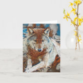 Wolf Wenskaart Kaart (Gele Bloem)