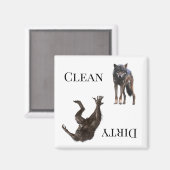 Wolf Werewolf Clean Dirty Dishwasher Magneet (Voorkant / Achterkant)