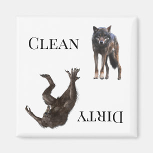 Wolf Werewolf Clean Dirty Dishwasher Magneet