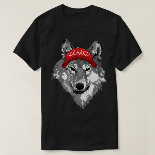 Wolf White&Black Red Baseball Pet Name Team T-Shir T-shirt (Design voorkant)