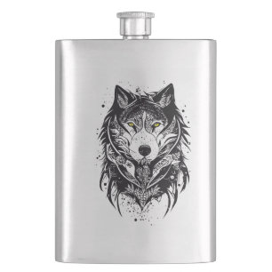 Wolf Wild Animal Natuur Illustratie Art Tattoo Flacon