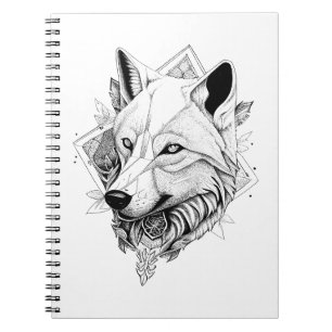 Wolf Wild Animal Natuur Illustratie Art Tattoo Notitieboek