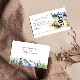 Wolf wild avontuur baby shower luier loterij informatiekaartje