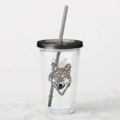Wolf wild dier hoofd acryl drinkbeker (Achterkant)