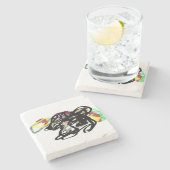 Wolf wild herfst stenen onderzetter (Zijkant)