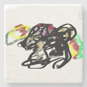 Wolf wild herfst stenen onderzetter