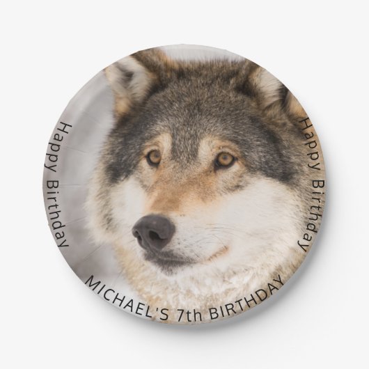 Wolf wilde jongen verjaardagsfeestje papieren bordje (Voorkant)